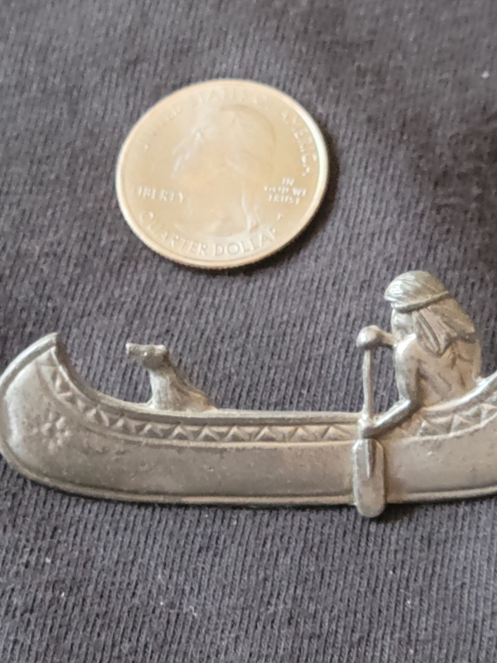 Sterling-Tone Canoe Pin in Silver